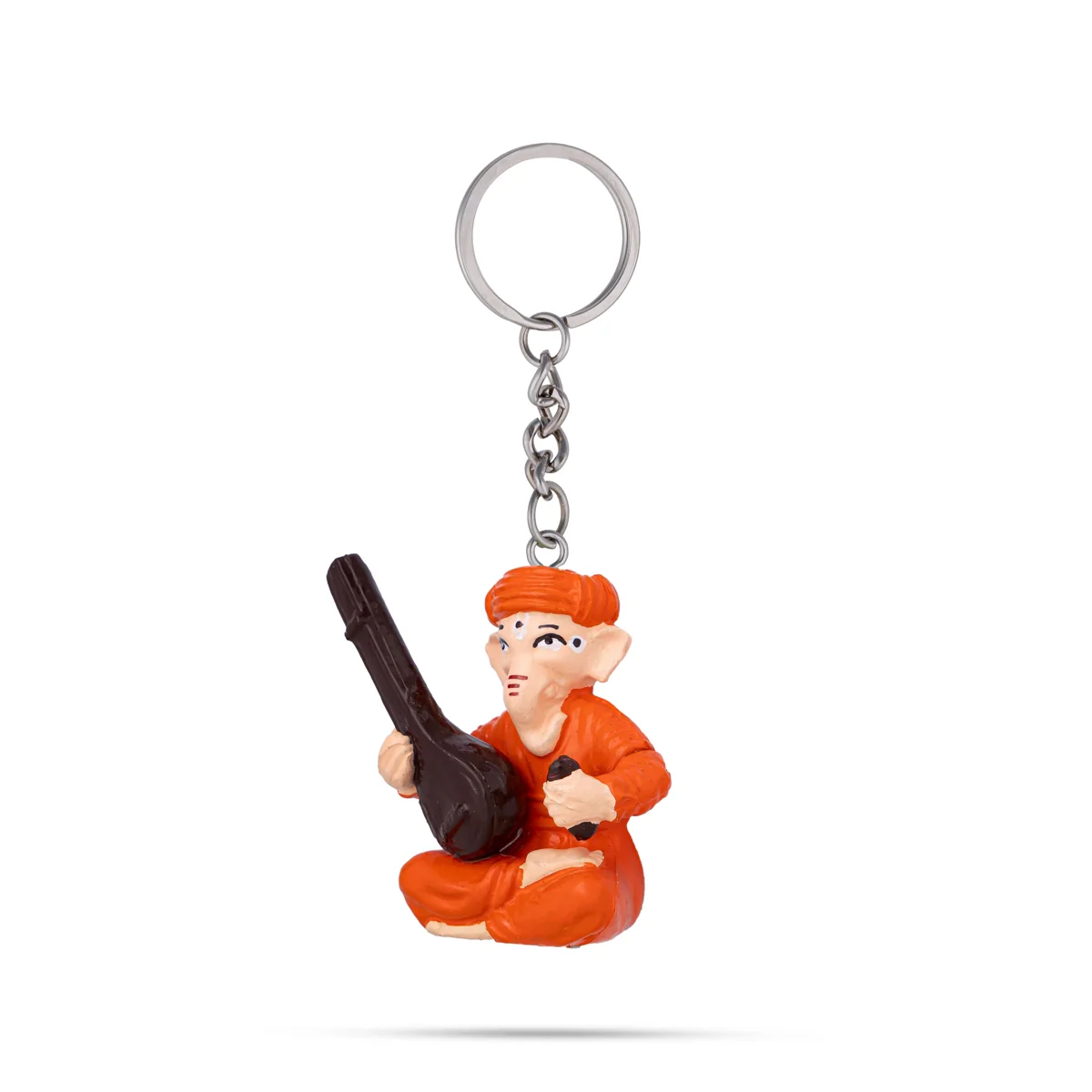 Ganesh Murti With Veena Design Key Chain - 2 x 1.5 Inches | Key Ring/ Key Holder For Bike, Car And Gifting - Image 3