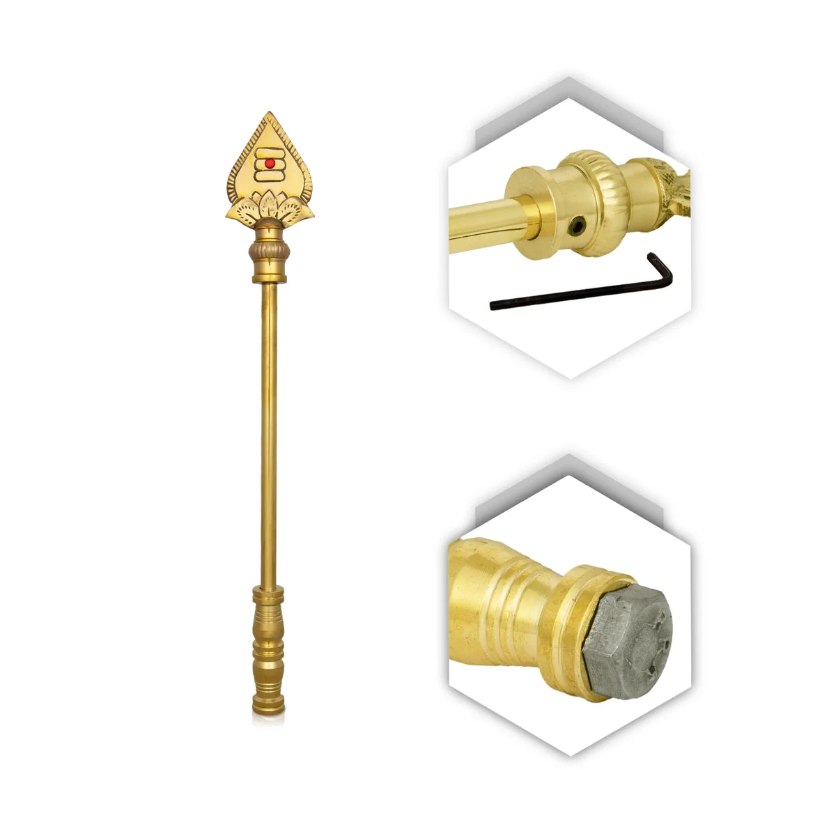 Vel Flag Post - 13 X 2 Inches | Lord Murugan Vel Brass Flag Post/ Car Flag Post Vel For Car Decor - Image 4