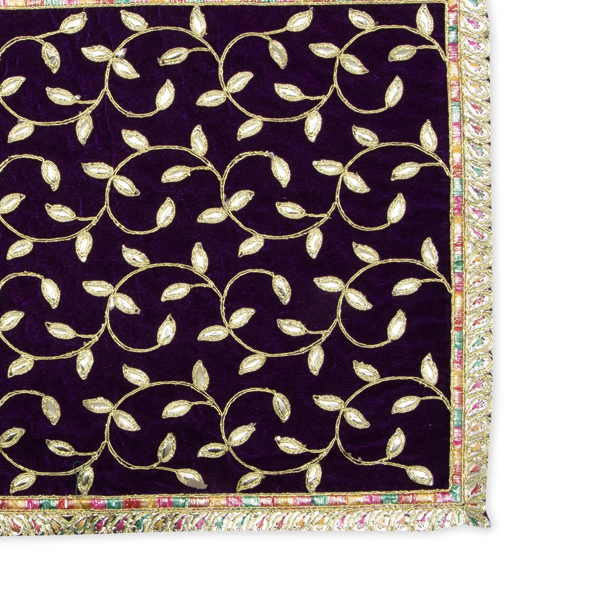Asan Mat - 13 x 20 Inches | Jari Border Pooja Aasan/ Velvet Aasan Mat for Deity - Image 12