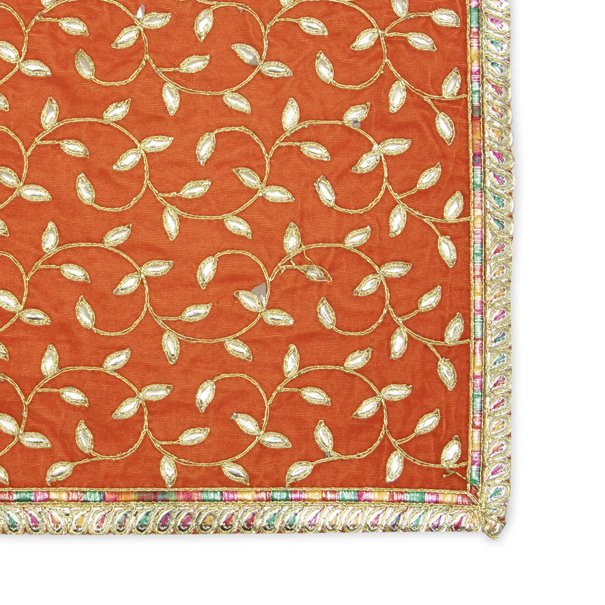 Asan Mat - 13 x 20 Inches | Jari Border Pooja Aasan/ Velvet Aasan Mat for Deity - Image 3