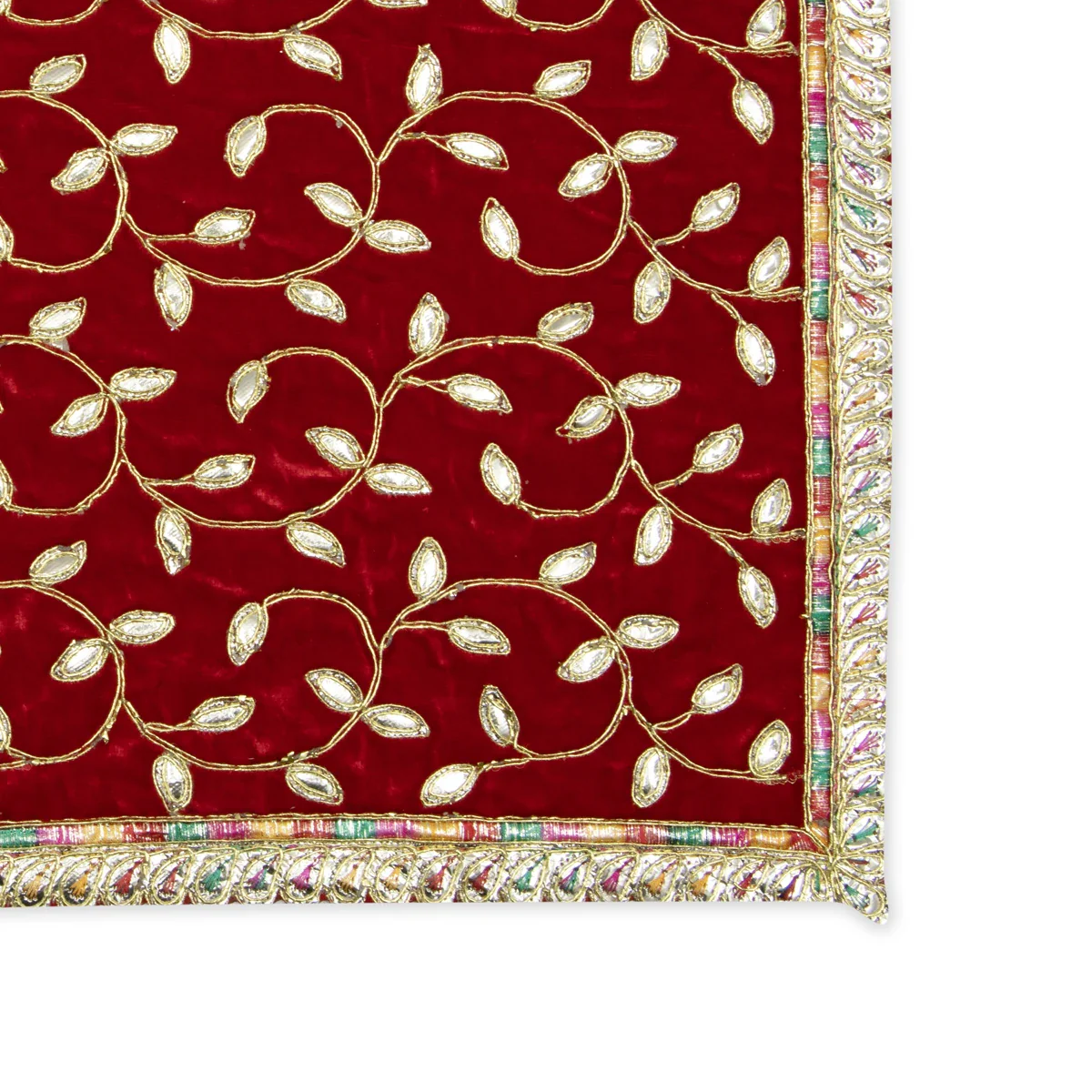 Asan Mat - 13 x 20 Inches | Jari Border Pooja Aasan/ Velvet Aasan Mat for Deity - Image 6