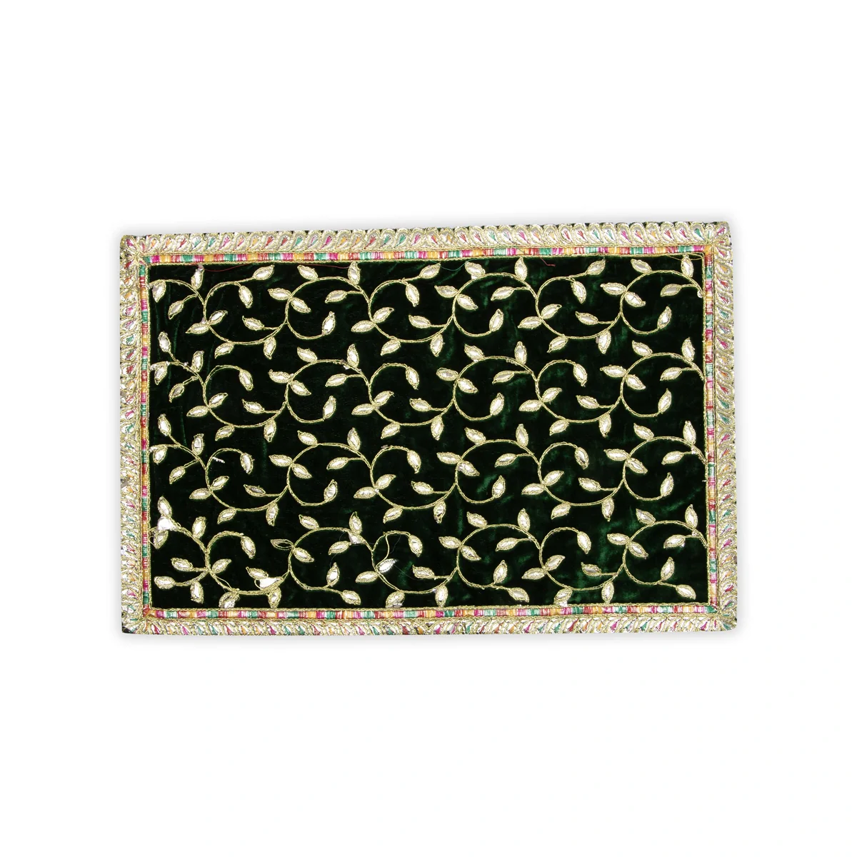 Asan Mat - 13 x 20 Inches | Jari Border Pooja Aasan/ Velvet Aasan Mat for Deity - Image 8