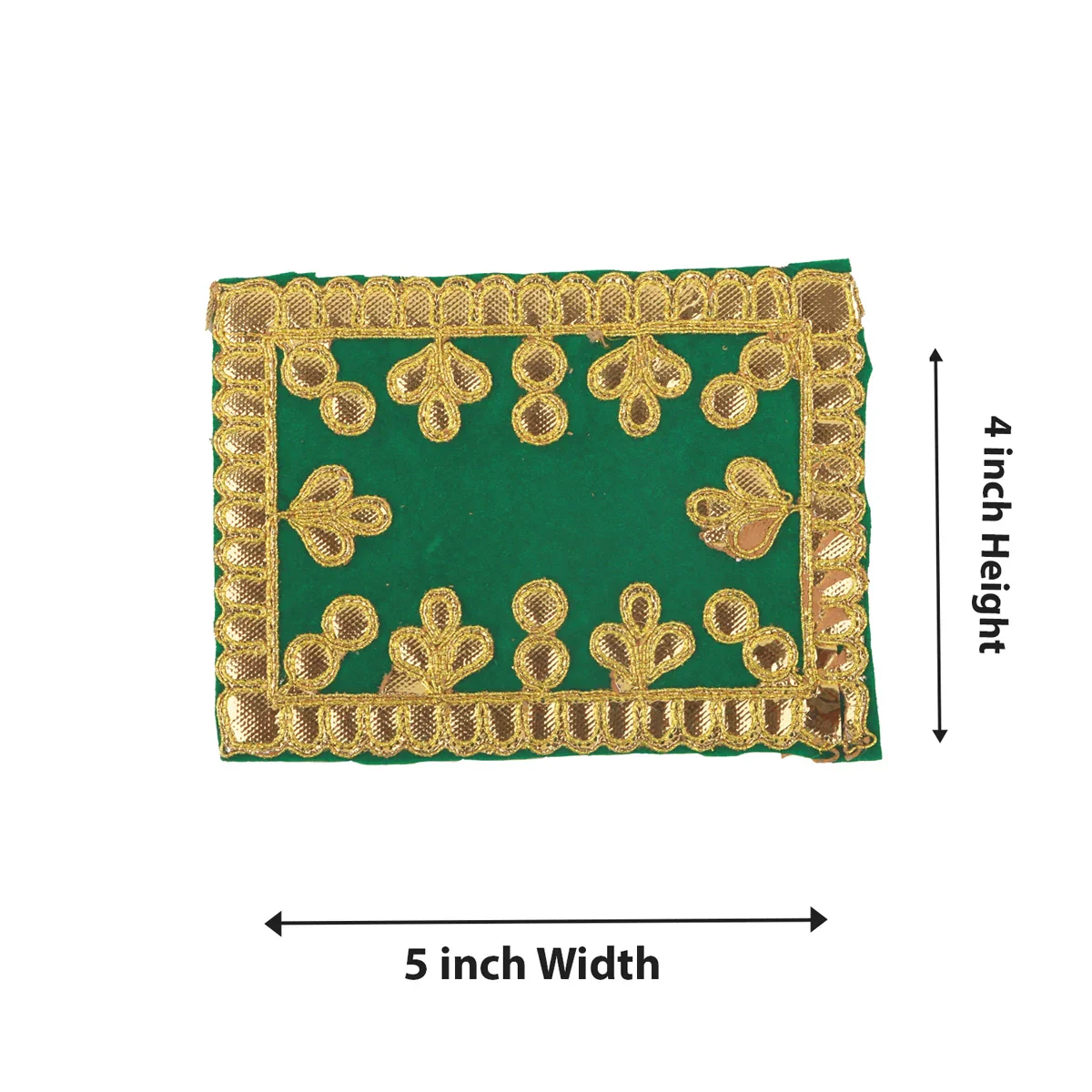 Velvet Aasan with Jari - 4 x 5 Inches | Pooja Asan for Deity - Image 2