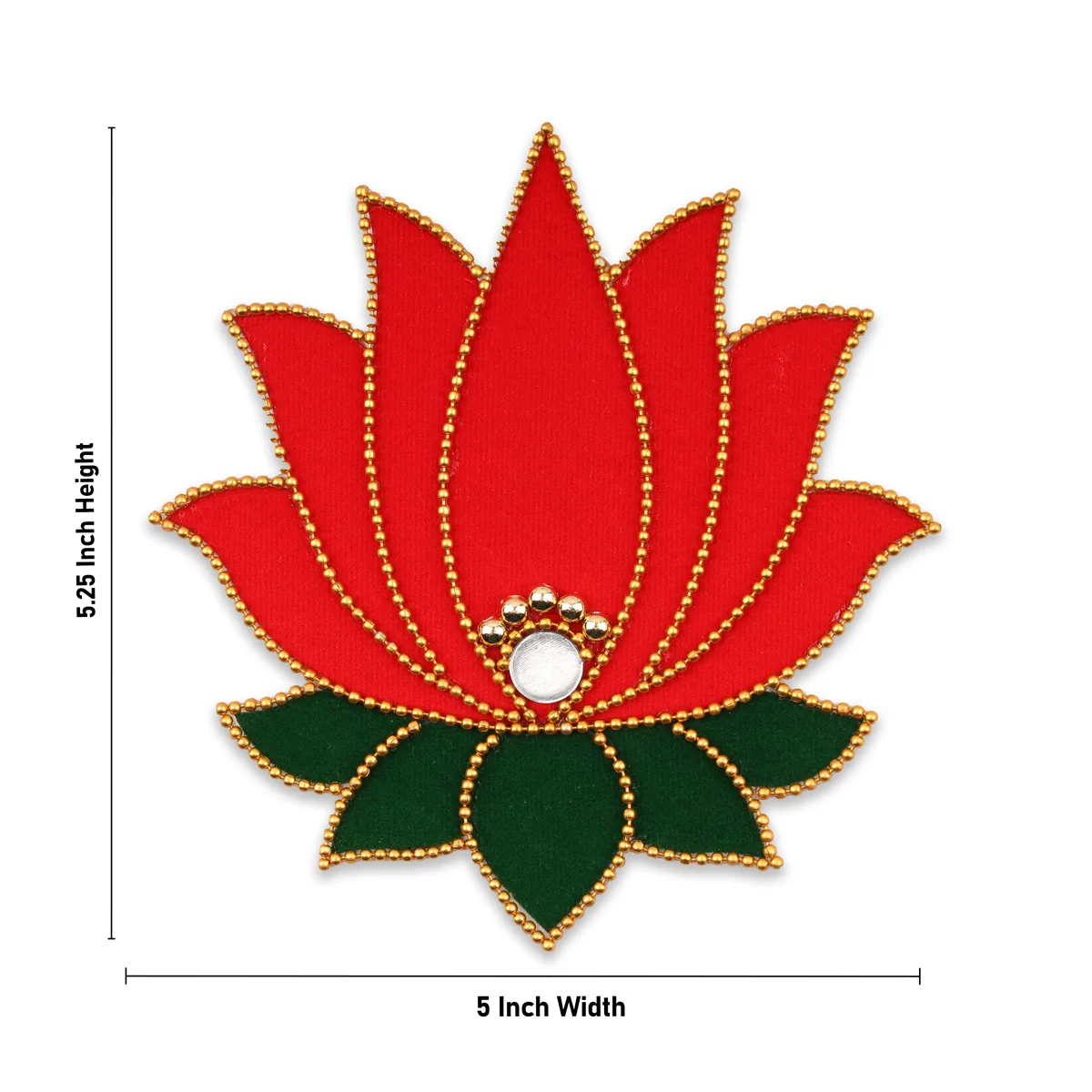 Lotus Design Rangoli Sticker - 5.25 x 5 Inches | Velvet Kolam Sticker for Pooja Room Decor - Image 2