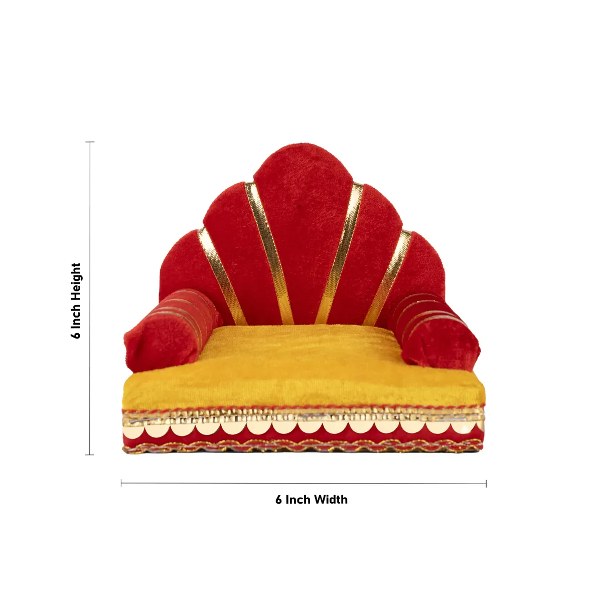 Velvet Simhasanam - 6 x 6 Inches | Sinhasan/ Decorative Singhasan for Deity - Image 5