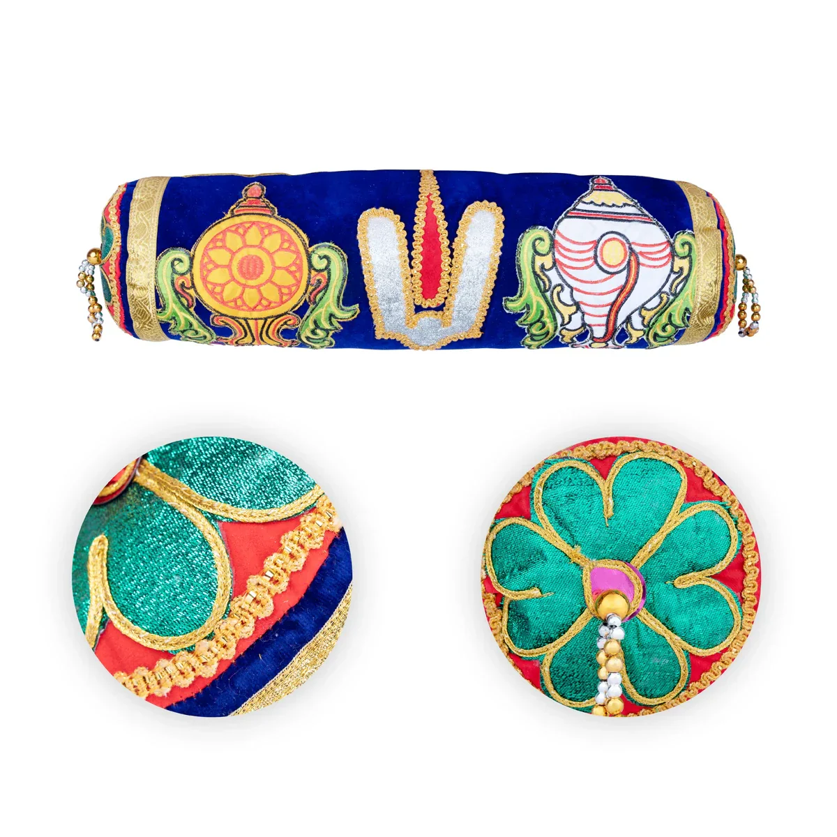 Velvet Thindu - 18 Inches | Namam Shank Chakram Design Cylinder Dindu for Deity - Image 5