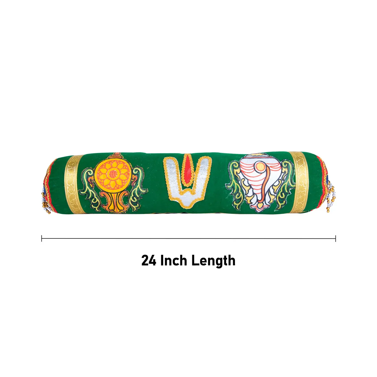Velvet Thindu - 24 Inches | Namam Shank Chakram Design Cylinder Dindu for Deity - Image 5