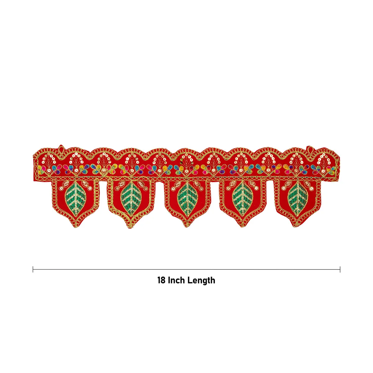 Velvet Toran - 18 Inches | Decorative Handmade Bandanwar/ Leaf Design Thoran for Home - Image 2