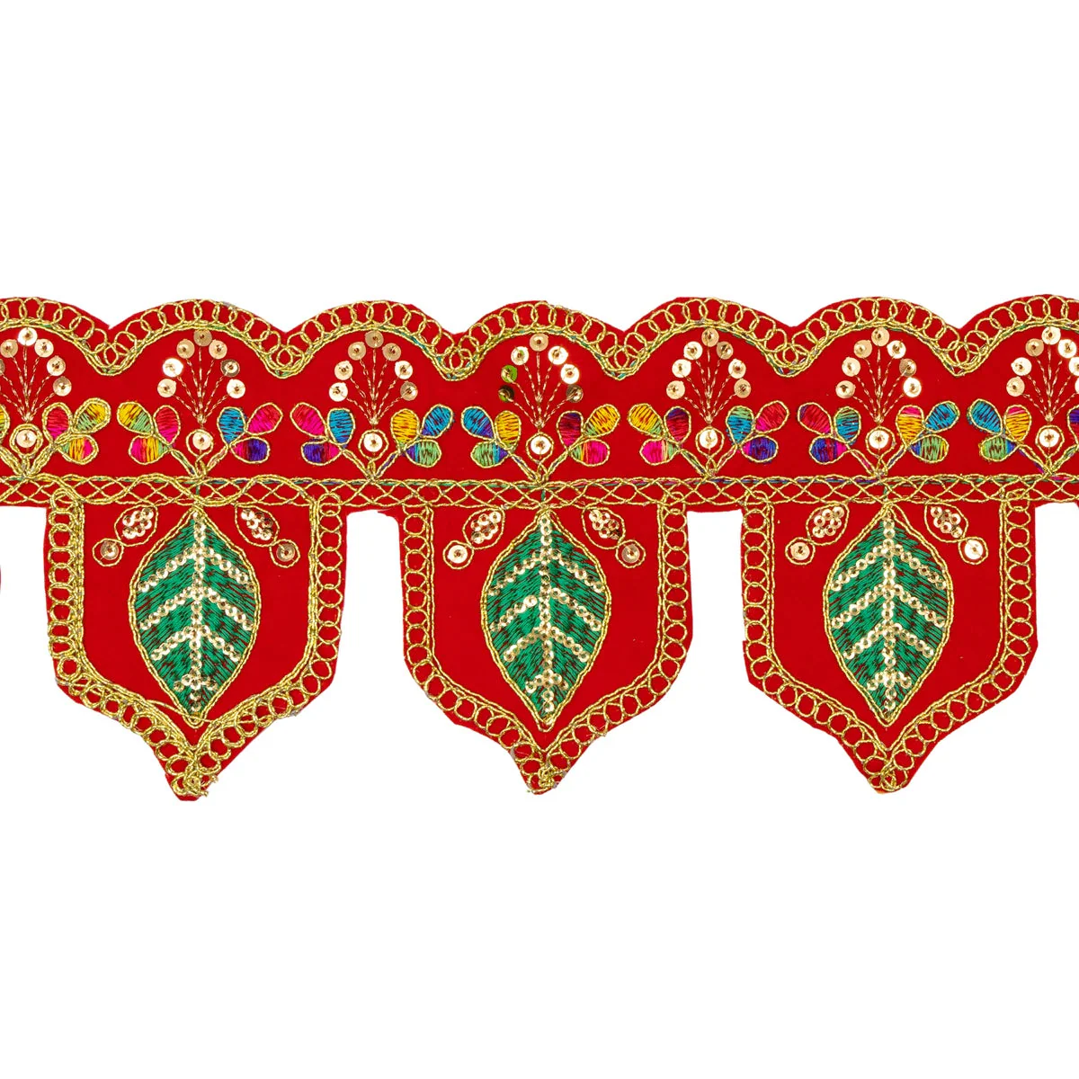 Velvet Toran - 18 Inches | Decorative Handmade Bandanwar/ Leaf Design Thoran for Home - Image 3