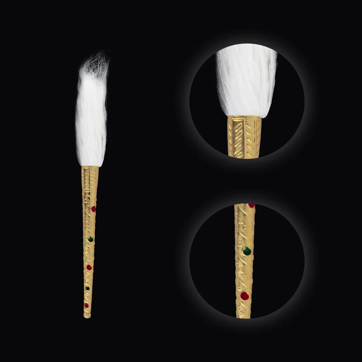 Venchamaram With Gold Polish Handle Pair - 5 Inches | 2 Pcs/ Chawar/ Chanwara/ Deity Chaur Set - Image 2