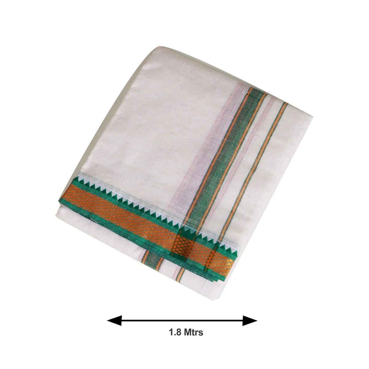 Veshti - 1.80 Mtrs | Half White Colour Vesti/ Karigam Mayilkan Border Dhoti For Men - Image 2