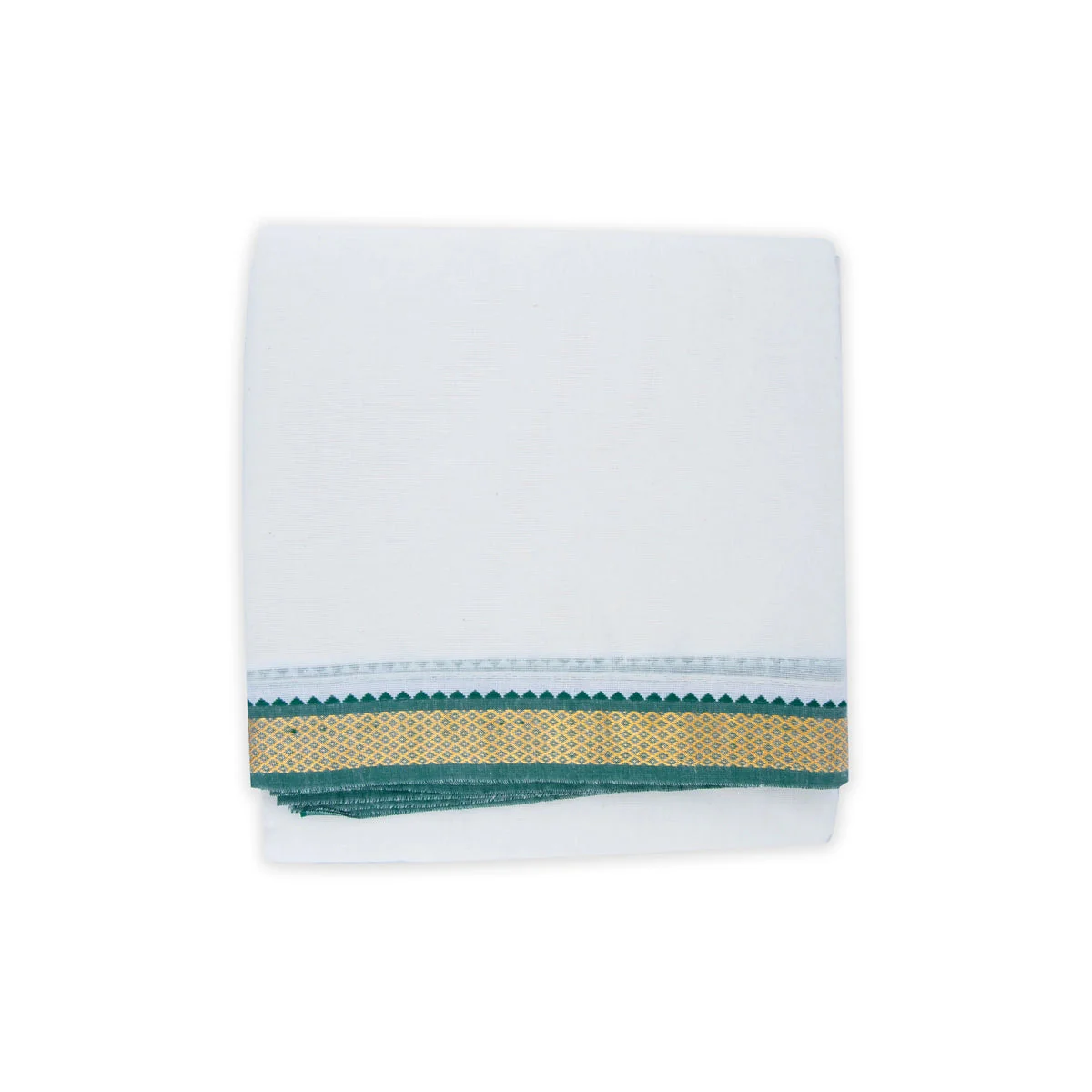 Veshti - 10 x 6 Muzham | Karigam Mayilkan Border Dhoti for Men/ Half White Colour - Image 4