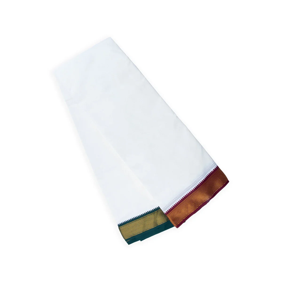 Veshti - 10 x 6 Yards | Half White Dhoti/ Mayilkan Border Veshti for Men - Image 3