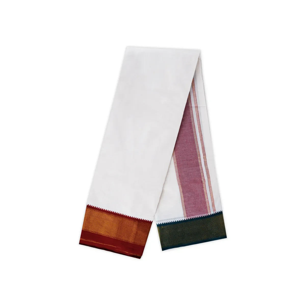 Veshti - 10 x 6 Yards | 16 Kan & Jari Border Design Vesti/ Half White Colour Dhoti for Men - Image 3