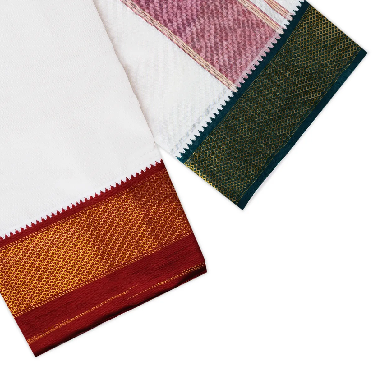 Veshti - 10 x 6 Yards | 16 Kan & Jari Border Design Vesti/ Half White Colour Dhoti for Men - Image 4
