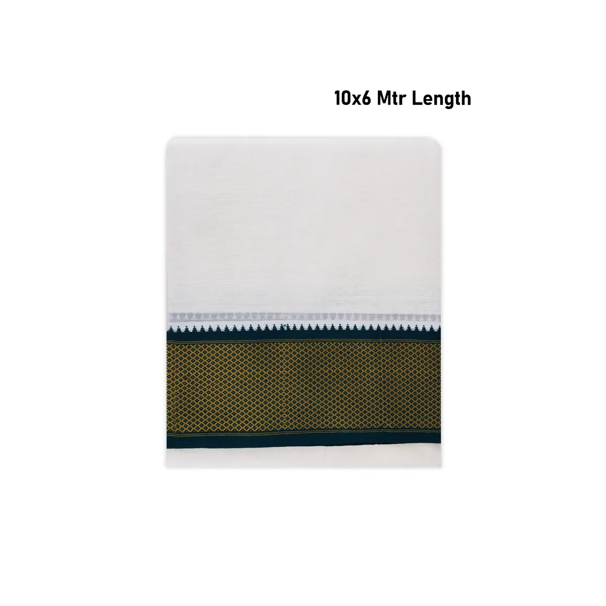 Veshti - 10 x 6 Yards | 16 Kan & Jari Border Design Vesti/ Half White Colour Dhoti for Men - Image 5