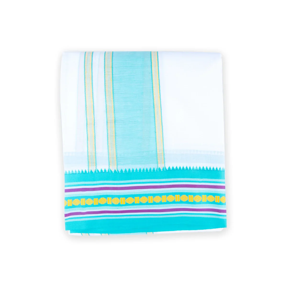 Veshti - 10 x 6 Yards | White Dhoti/ Nagpuri Border Vesti for Men - Image 2