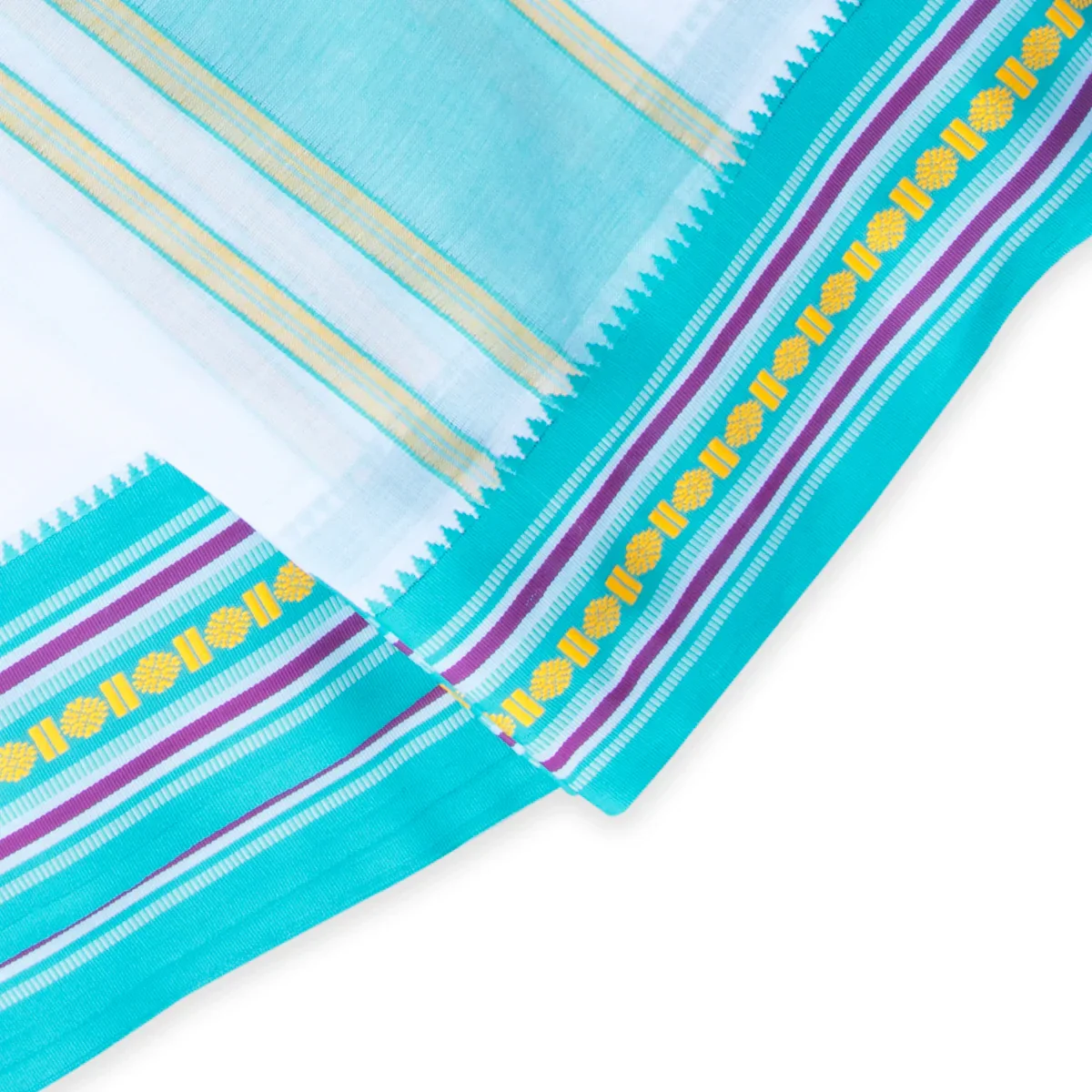 Veshti - 10 x 6 Yards | White Dhoti/ Nagpuri Border Vesti for Men - Image 4