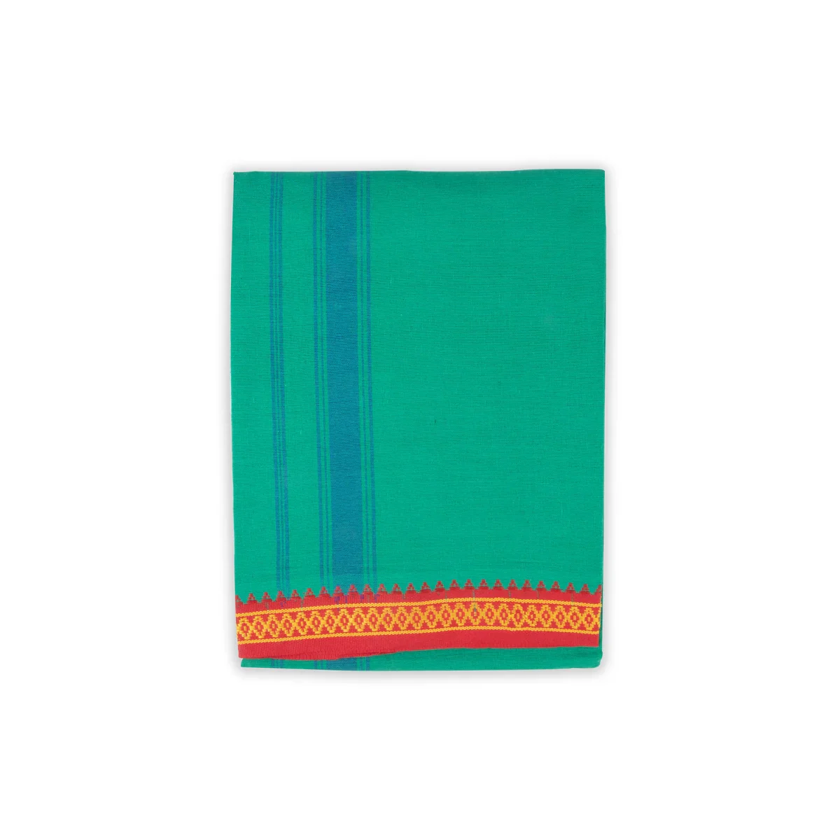 Veshti - 2 Mtr | Thalapathi Border Dhoti/ Green Colour Vesti for Men - Image 2