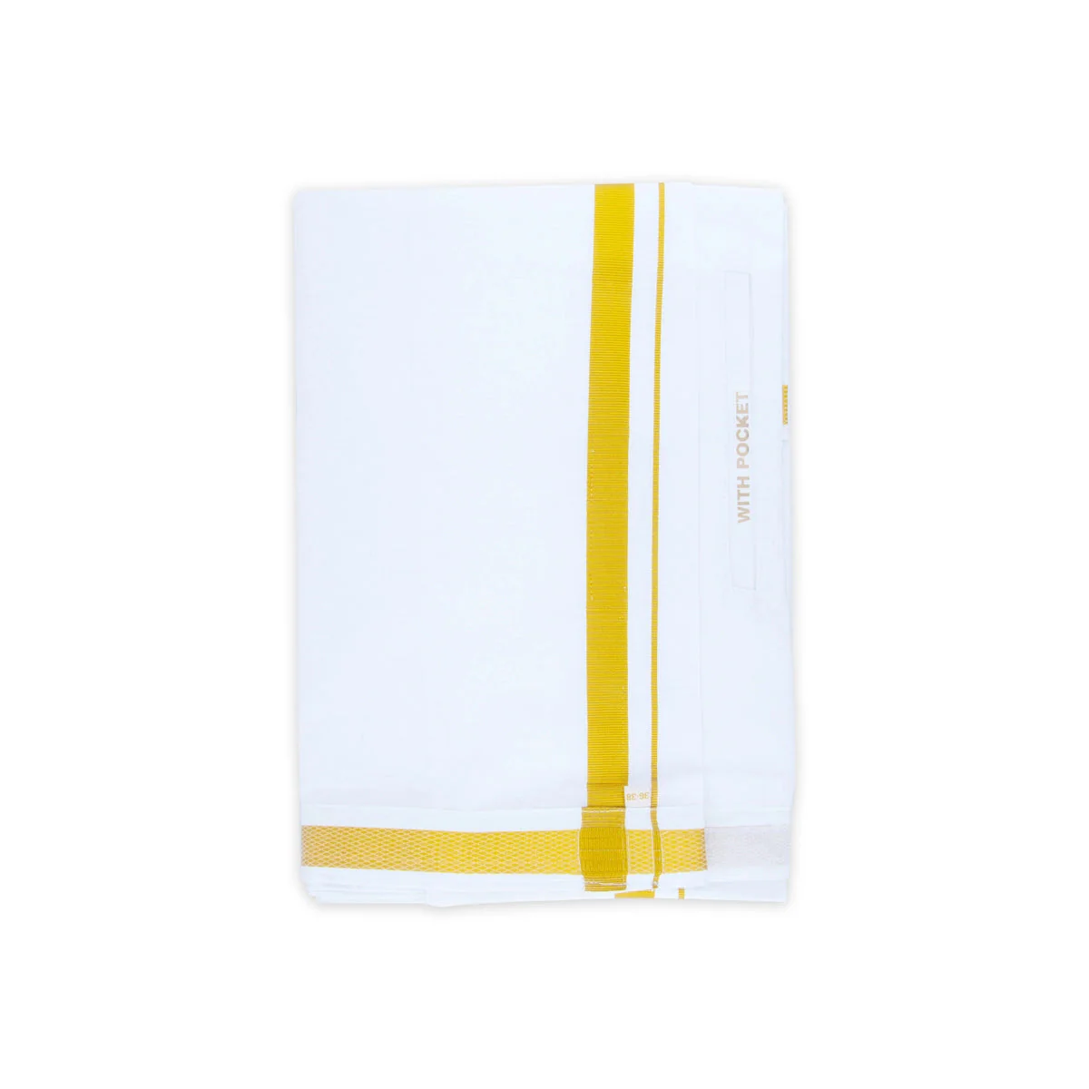Veshti - 2 Mtrs | 50k Jari Velcro Border Dhoti/ Cotton Vesti/ White Vesti for Men - Image 5