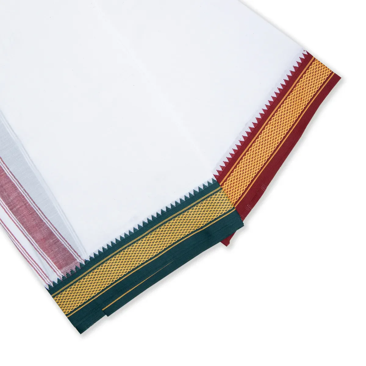 Veshti - 2 Mtrs | 7 Kan Diamond Border Design Vesti/ White Colour Dhoti for Men - Image 4