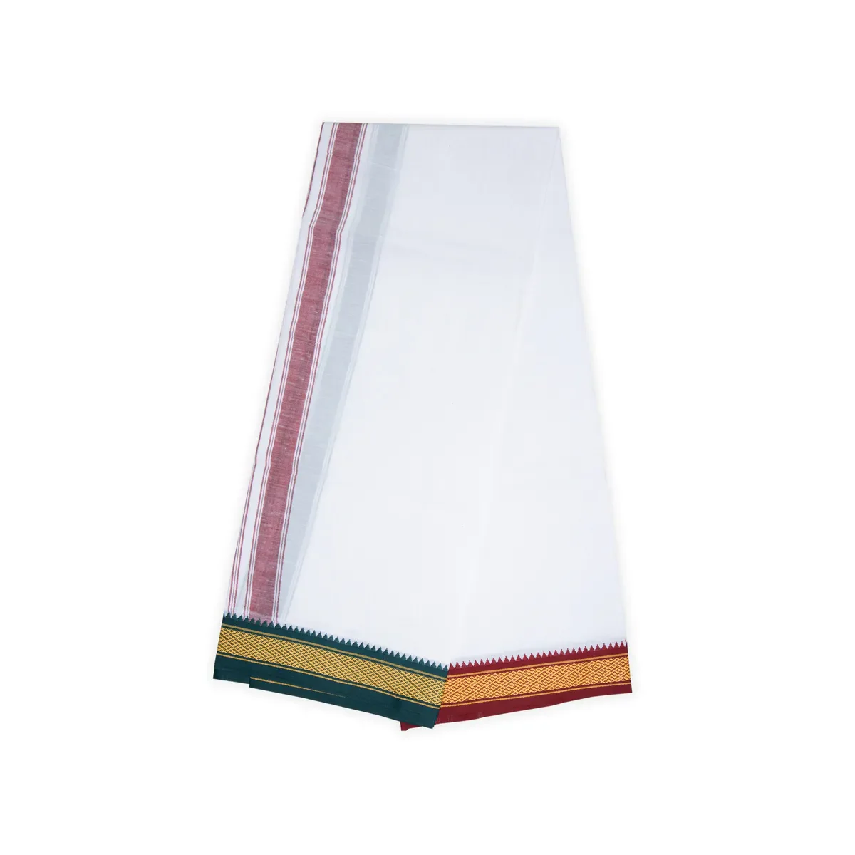 Veshti - 2 Mtrs | 7 Kan Diamond Border Design Vesti/ White Colour Dhoti for Men - Image 5