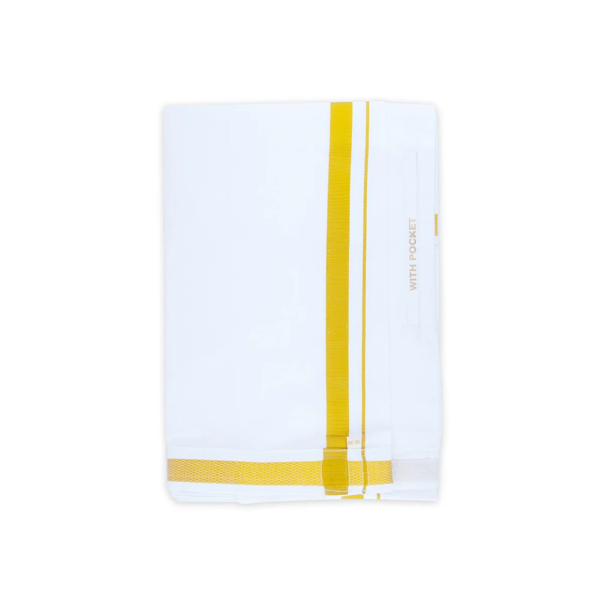Veshti - 2 Mtrs | 50k Jari Border & Cotton Vesti Dhoti/ Velcro White Vesti for Men - Image 3