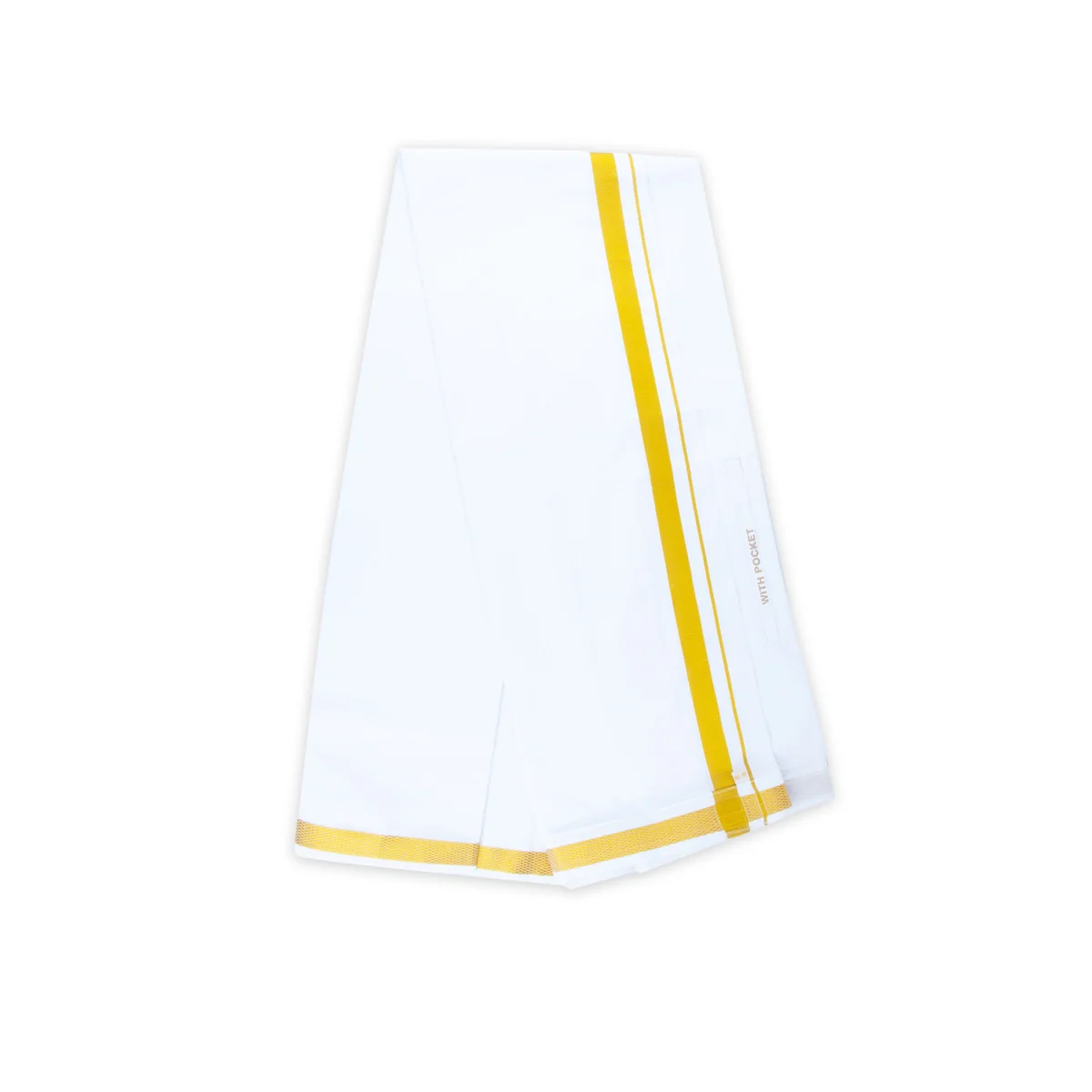 Veshti - 2 Mtrs | 50k Jari Border & Cotton Vesti Dhoti/ Velcro White Vesti for Men - Image 4