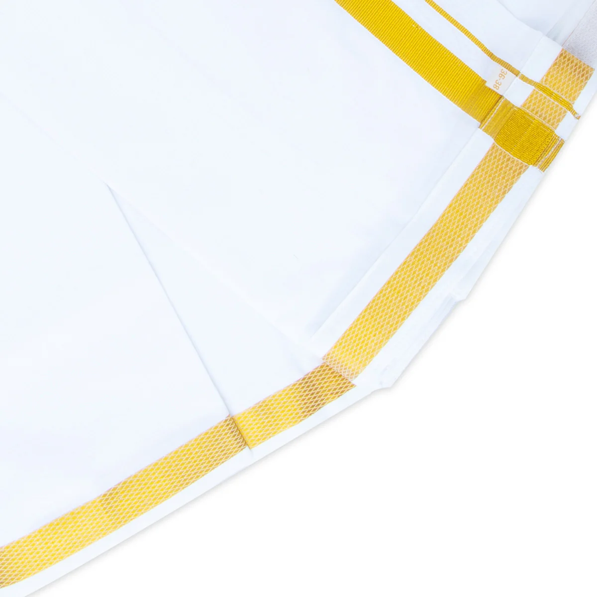 Veshti - 2 Mtrs | 50k Jari Border & Cotton Vesti Dhoti/ Velcro White Vesti for Men - Image 5