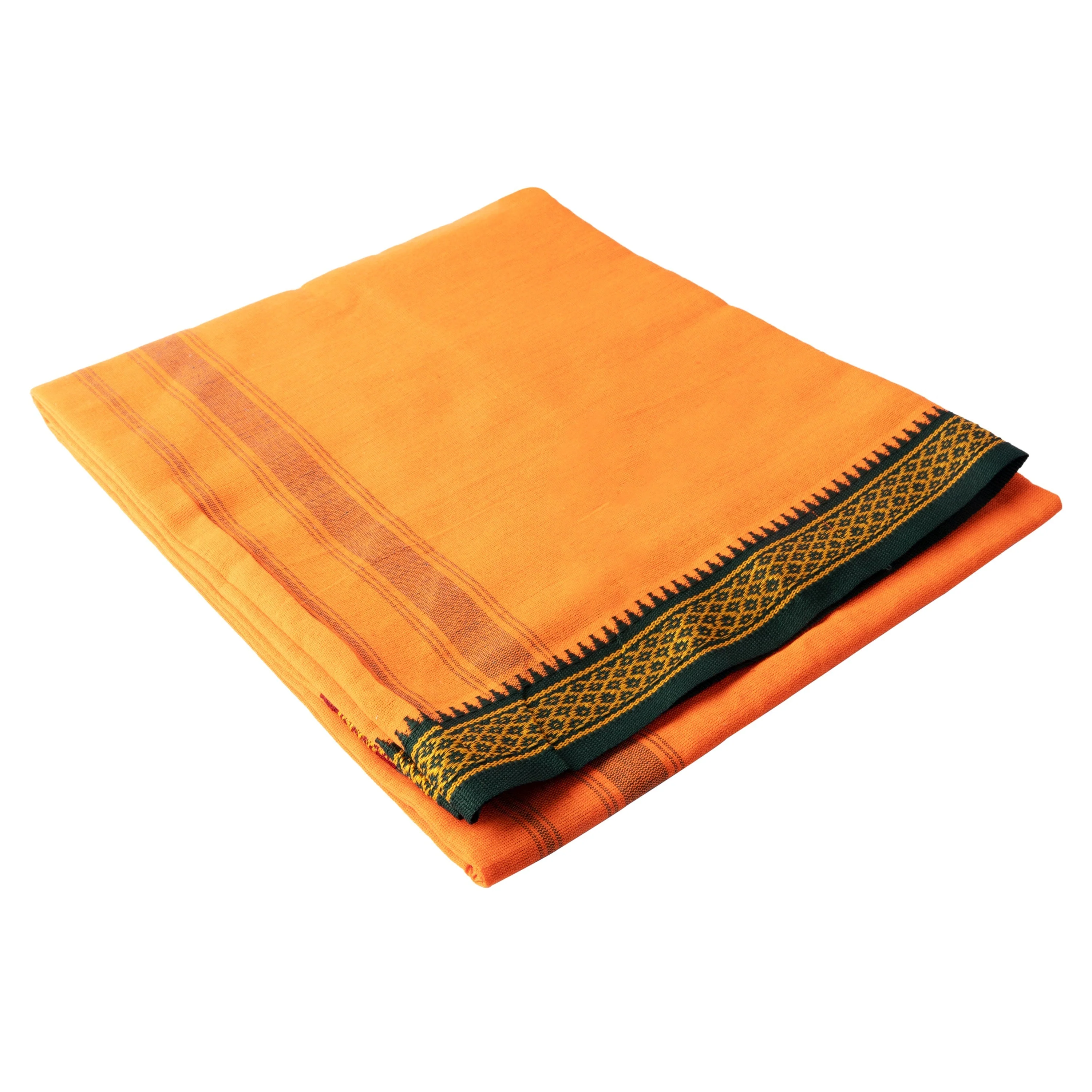 Veshti - 2 Mtrs - Orange | Thalapathi Border Design Vesti/ Dhoti for Men/ Assorted Colour - Image 2