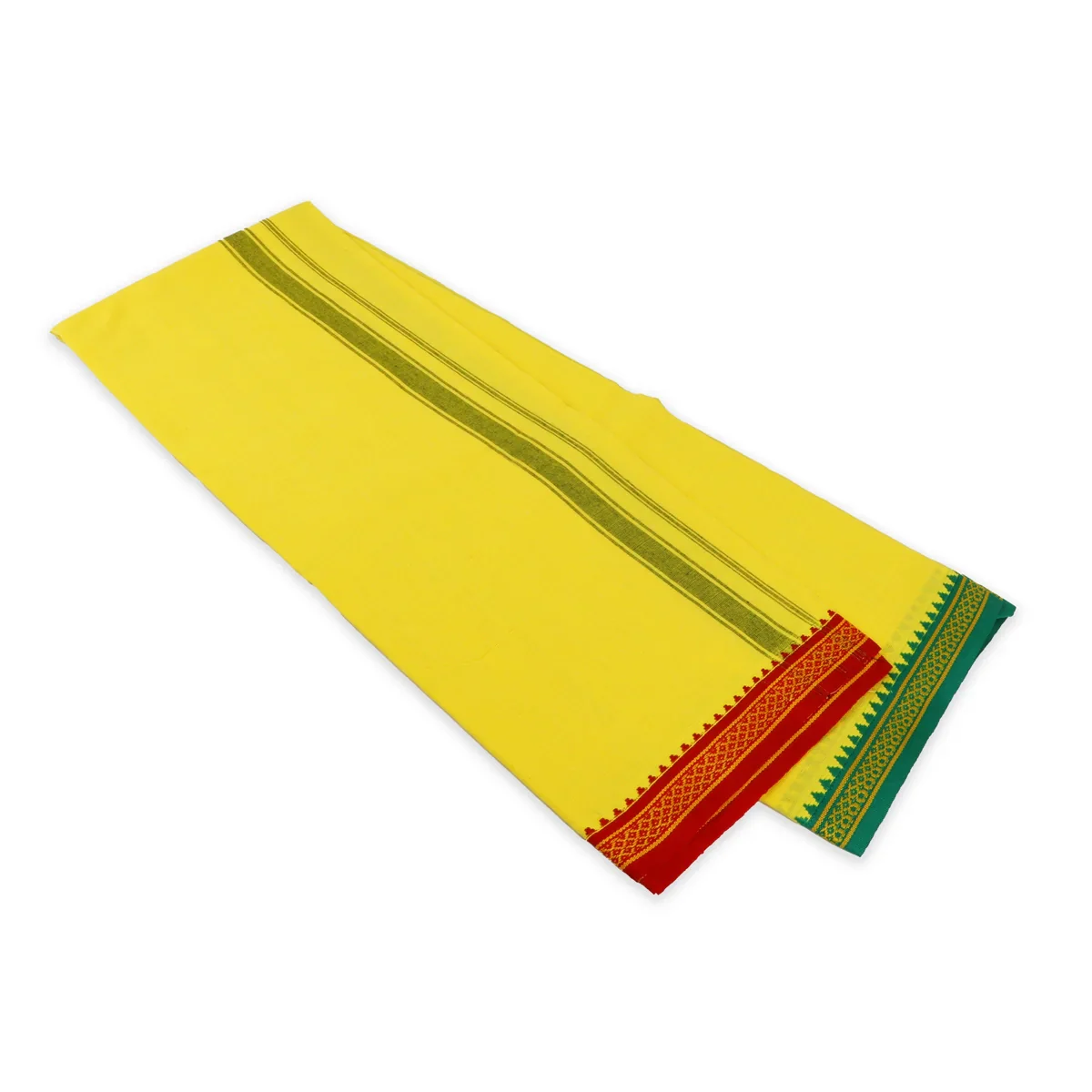Veshti - 2 Mtr | Thalapathi Border Dhoti/ Yellow Colour Vesti for Men - Image 2