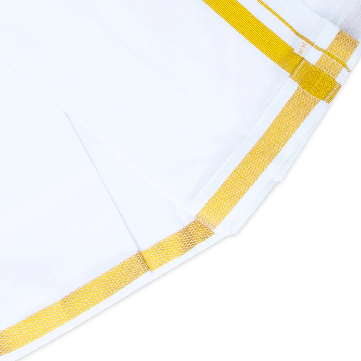 Veshti - 2 Mtrs | White Vesti/ 50k Jari Velcro Border Dhoti/ Cotton Vesti for Men - Image 3