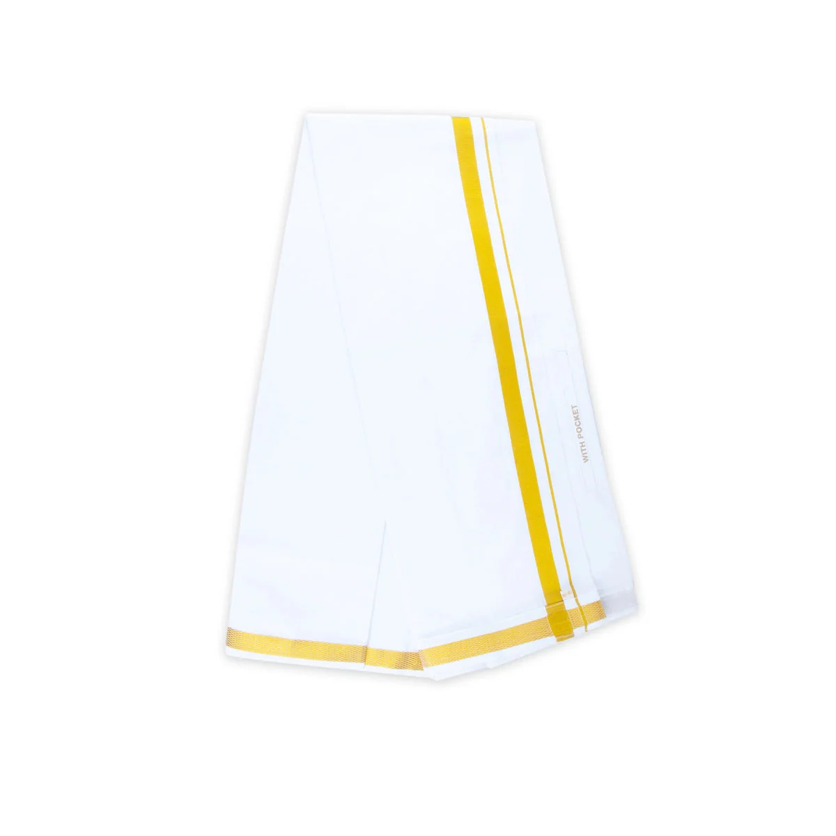 Veshti - 2 Mtrs | White Vesti/ 50k Jari Velcro Border Dhoti/ Cotton Vesti for Men - Image 4