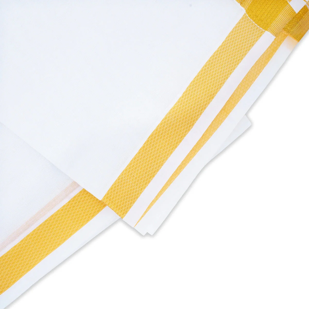 Veshti - 3.6 Mtrs | 40k Jari Border Dhoti/ White Vesti for Men - Image 2
