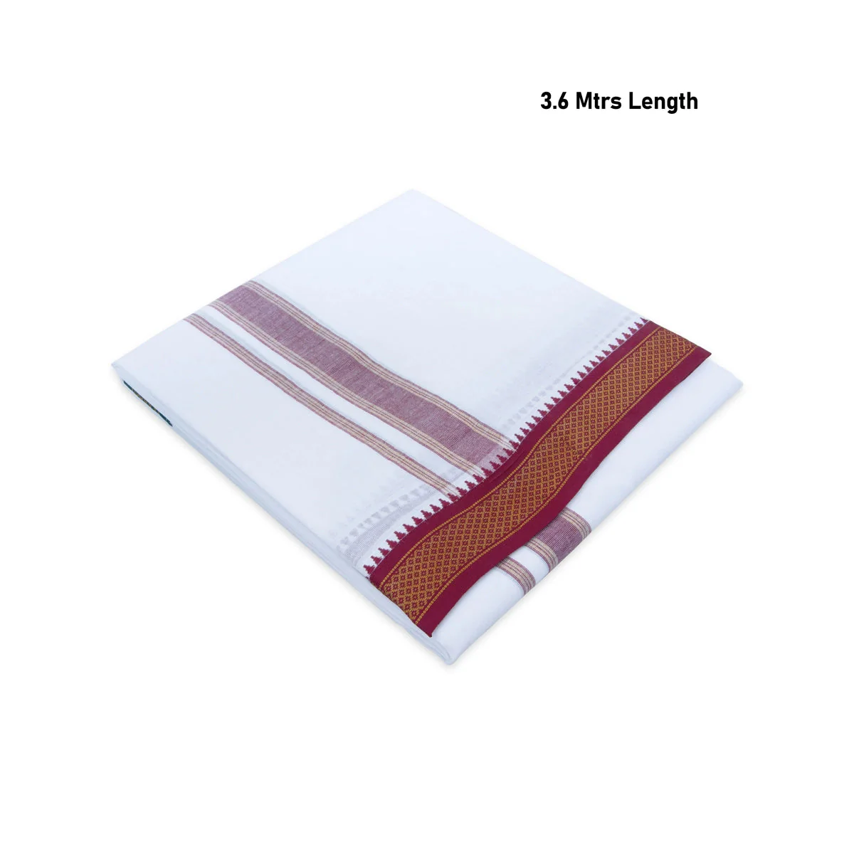 Veshti - 3.6 Mtrs | White Vesti/ 5 Kan Mayilkan Border Dhoti for Men - Image 2