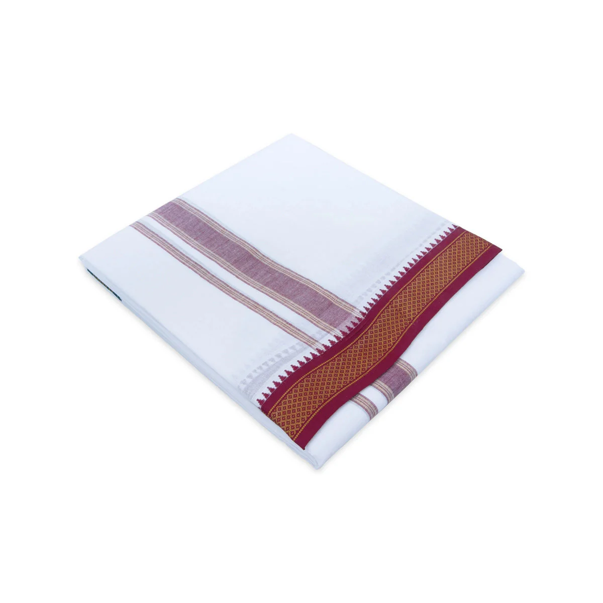 Veshti - 3.6 Mtrs | White Vesti/ 5 Kan Mayilkan Border Dhoti for Men - Image 4