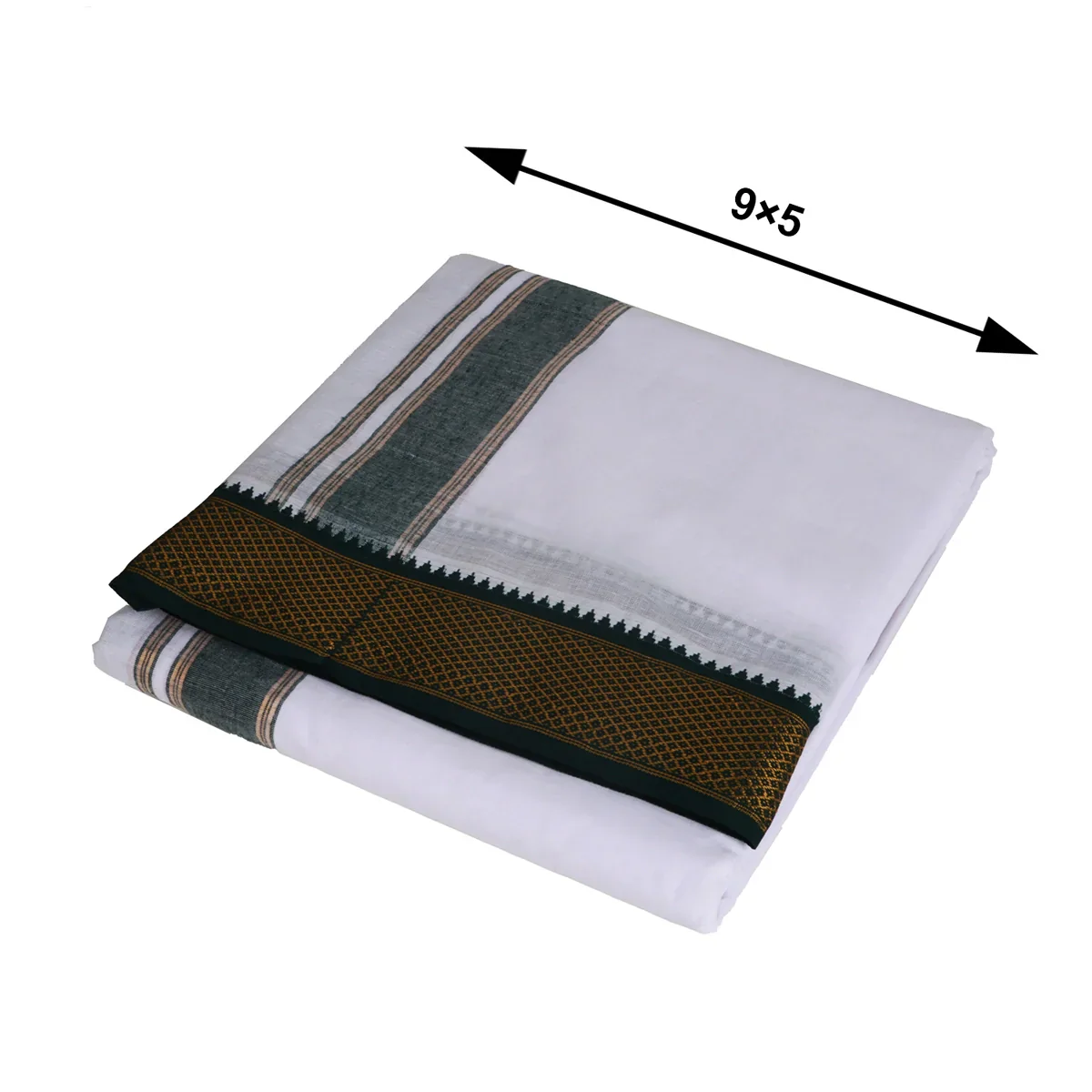 Veshti - 9 x 5 Muzham | White Vesti/ 5 Kan MayilKan Dhoti for Men - Image 3