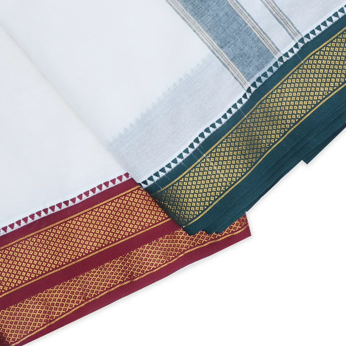 Veshti - 9 x 5 Muzham | Half White Colour Vesti/ Karigam Gundanchi Border Dhoti for Men - Image 2