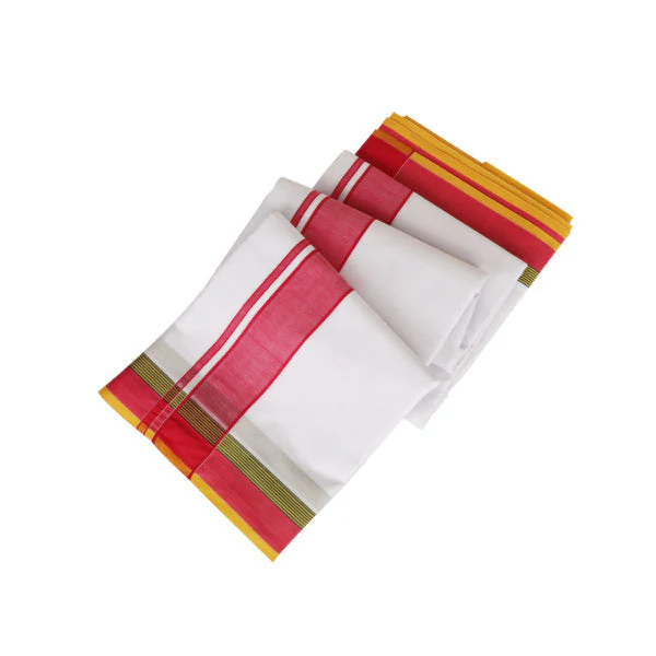 Veshti - 9 x 5 Muzham | White Colour Vesti/ Seer Border Dhoti for Men - Image 2