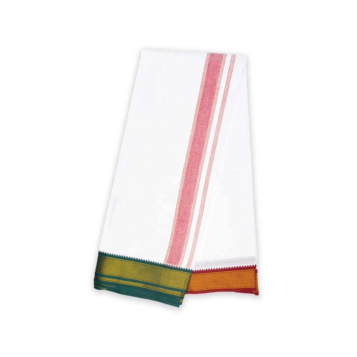 Veshti - 9 X 5 Yards | 10 Kan Mayilkan Border Design Dhoti/ White Colour Vesti For Traditional Wear - Image 3
