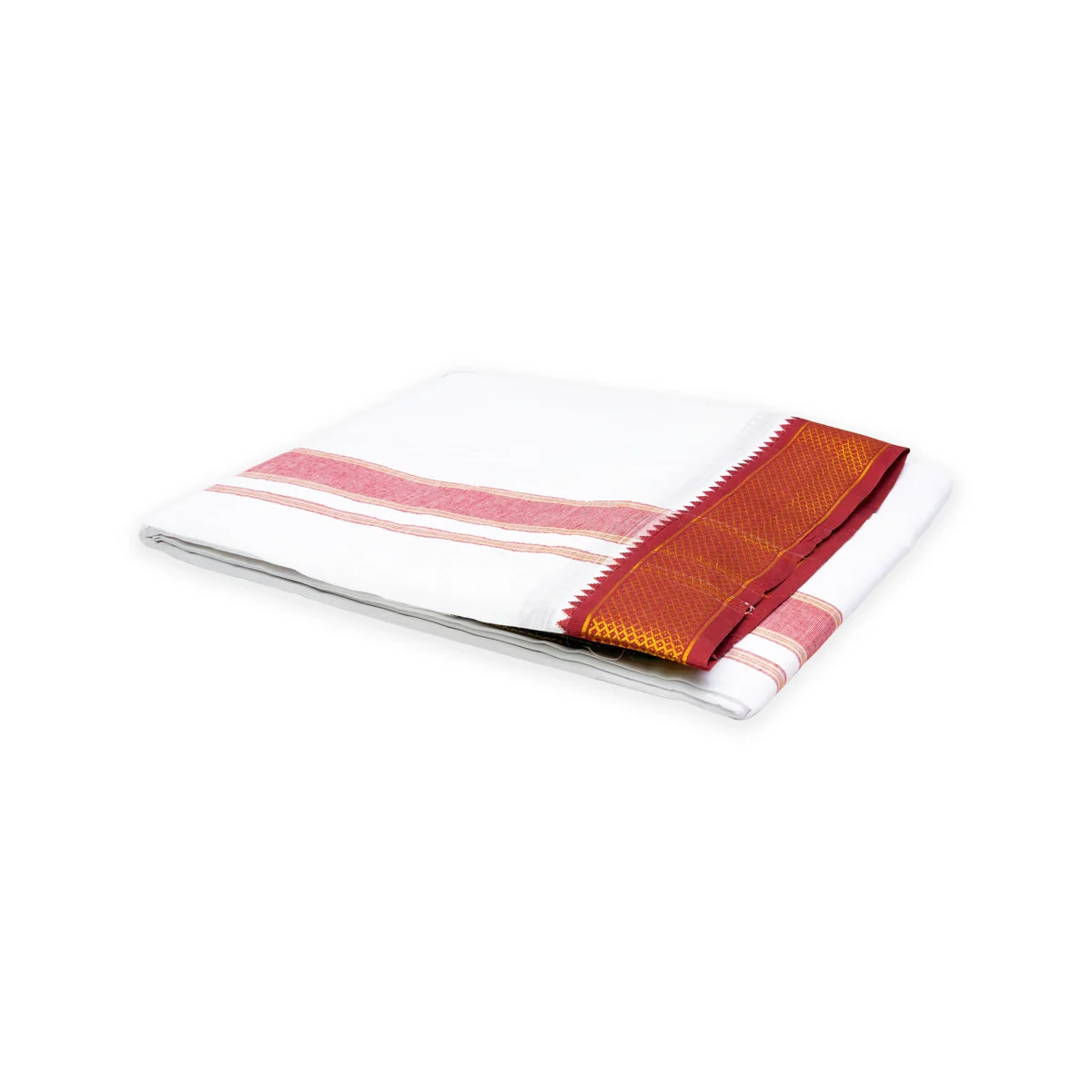 Veshti - 9 X 5 Yards | 10 Kan Mayilkan Border Design Dhoti/ White Colour Vesti For Traditional Wear - Image 4