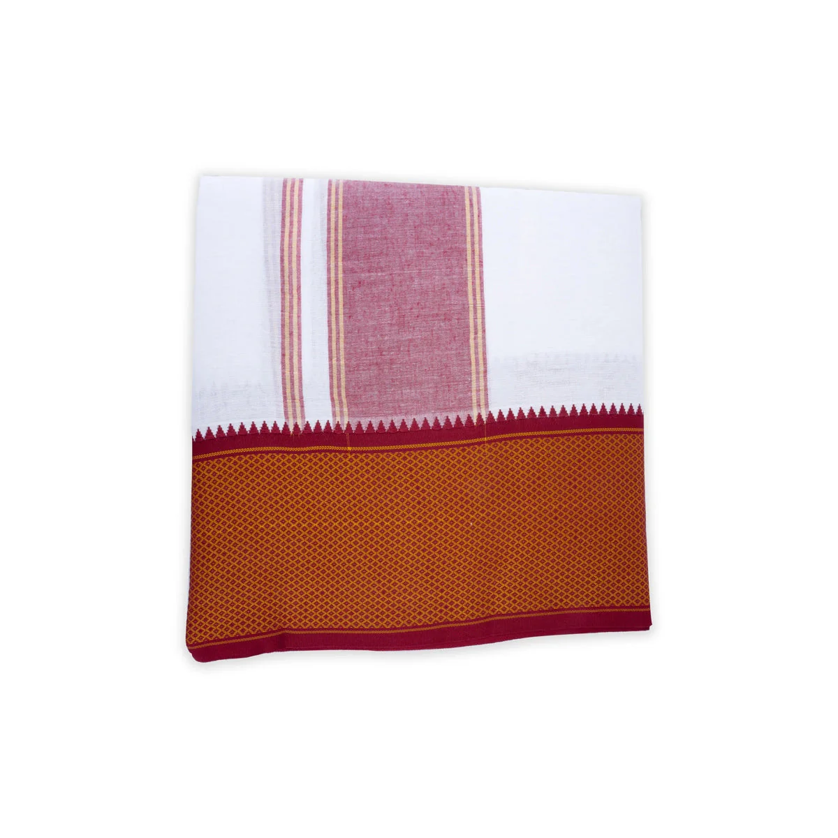 Veshti - 9 x 5 Yards | 24 Kan MayilKan Border Dhoti/ White Vesti for Men - Image 3