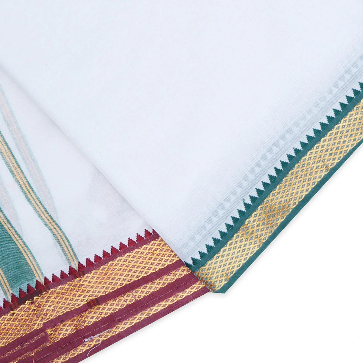 Veshti - 9 x 5 Yards | Half White Colour Vesti/ Karigam Mayilkan Border Dhoti for Men - Image 2