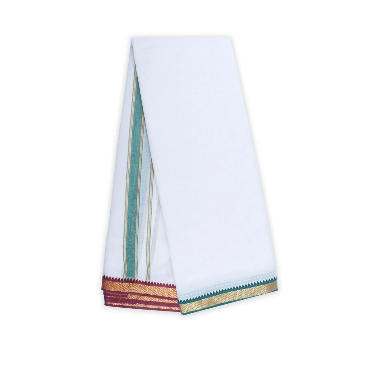 Veshti - 9 x 5 Yards | Half White Colour Vesti/ Karigam Mayilkan Border Dhoti for Men - Image 4
