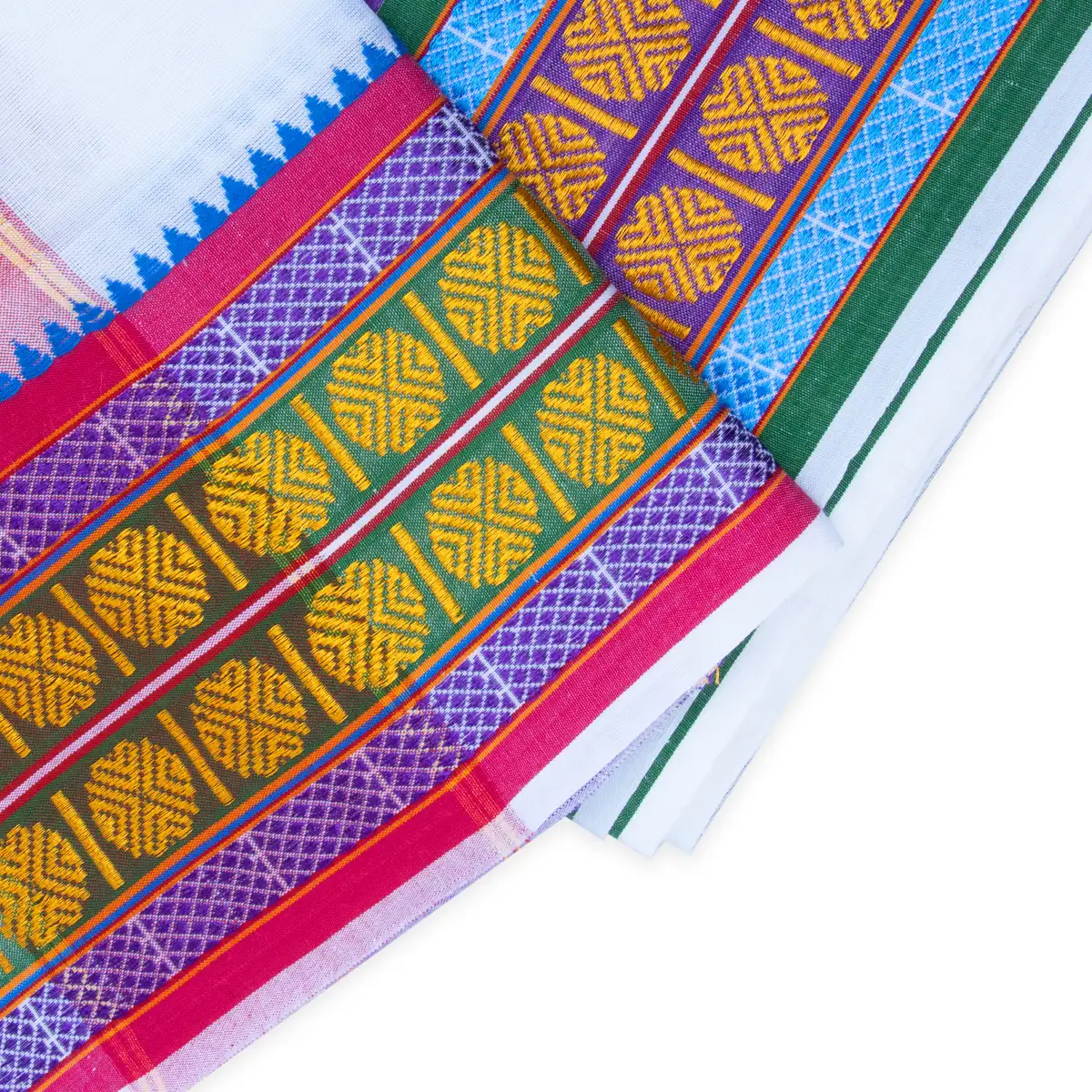 Veshti - 9 x 5 Yards | White Vesti/ 5 Inches Pate 2 Line Rudraksha Border Dhoti for Men - Image 3