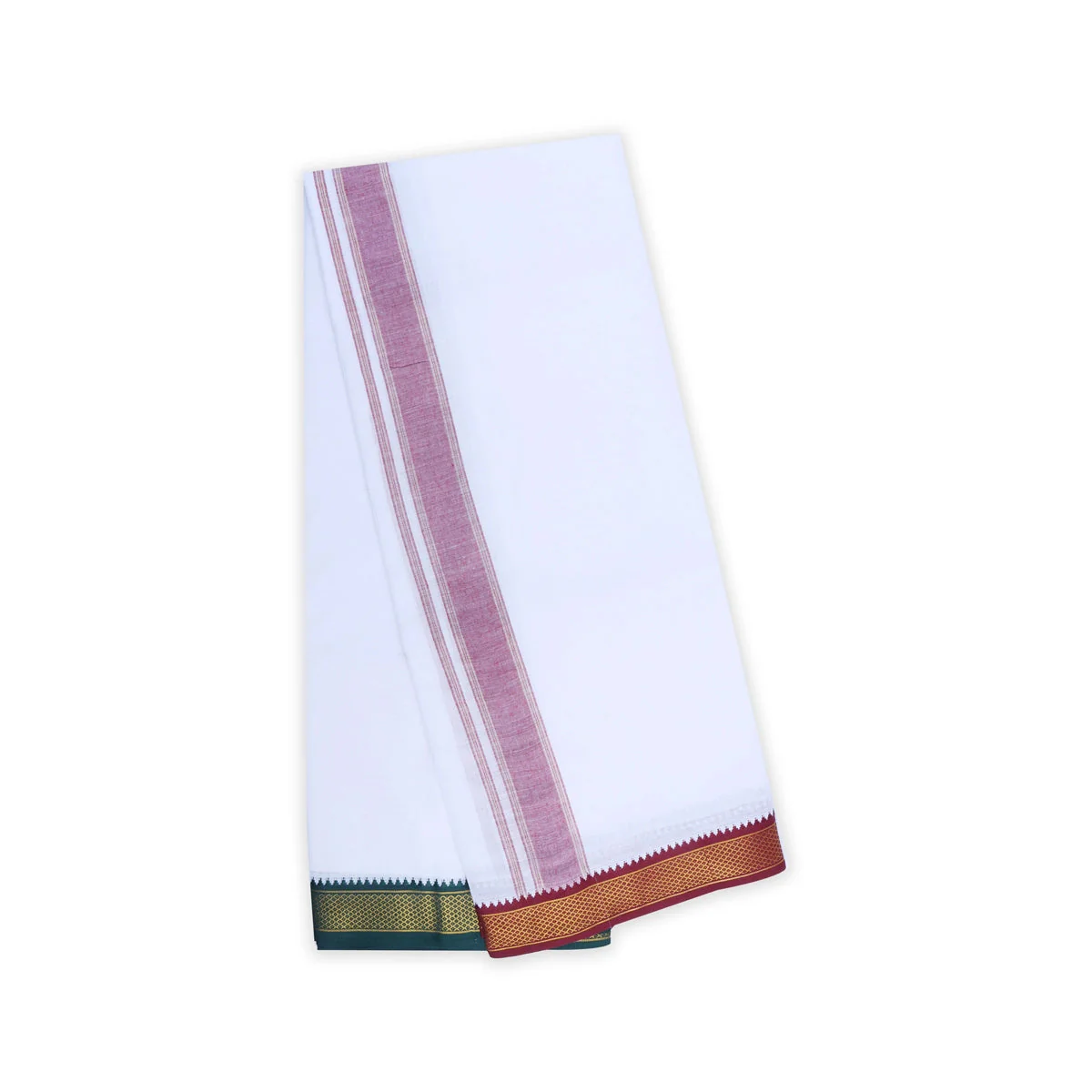 Veshti - 9 x 5 Yards | White Vesti/ 7 Mayilkan Border Dhoti for Men - Image 4