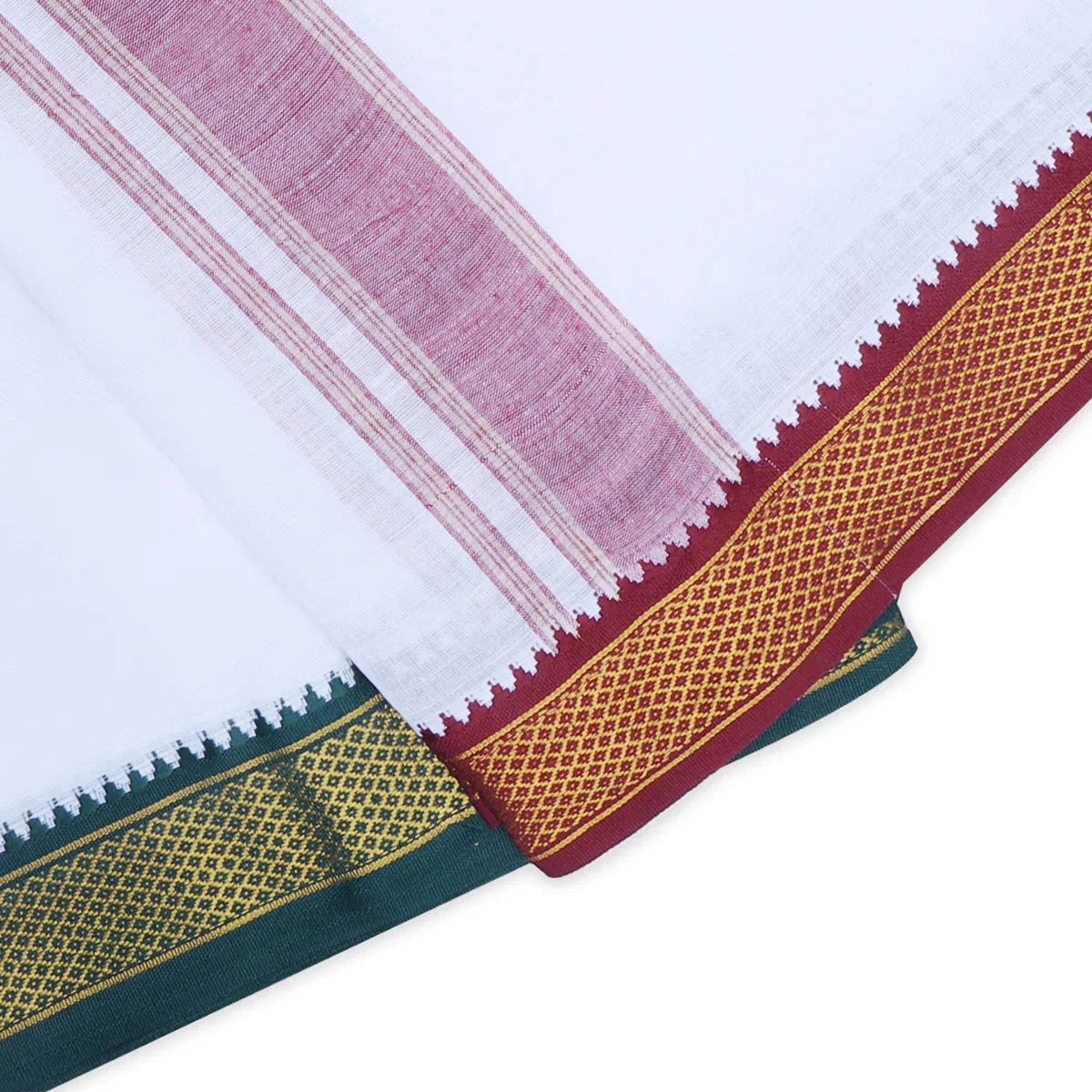 Veshti - 9 x 5 Yards | White Vesti/ 7 Mayilkan Border Dhoti for Men - Image 5