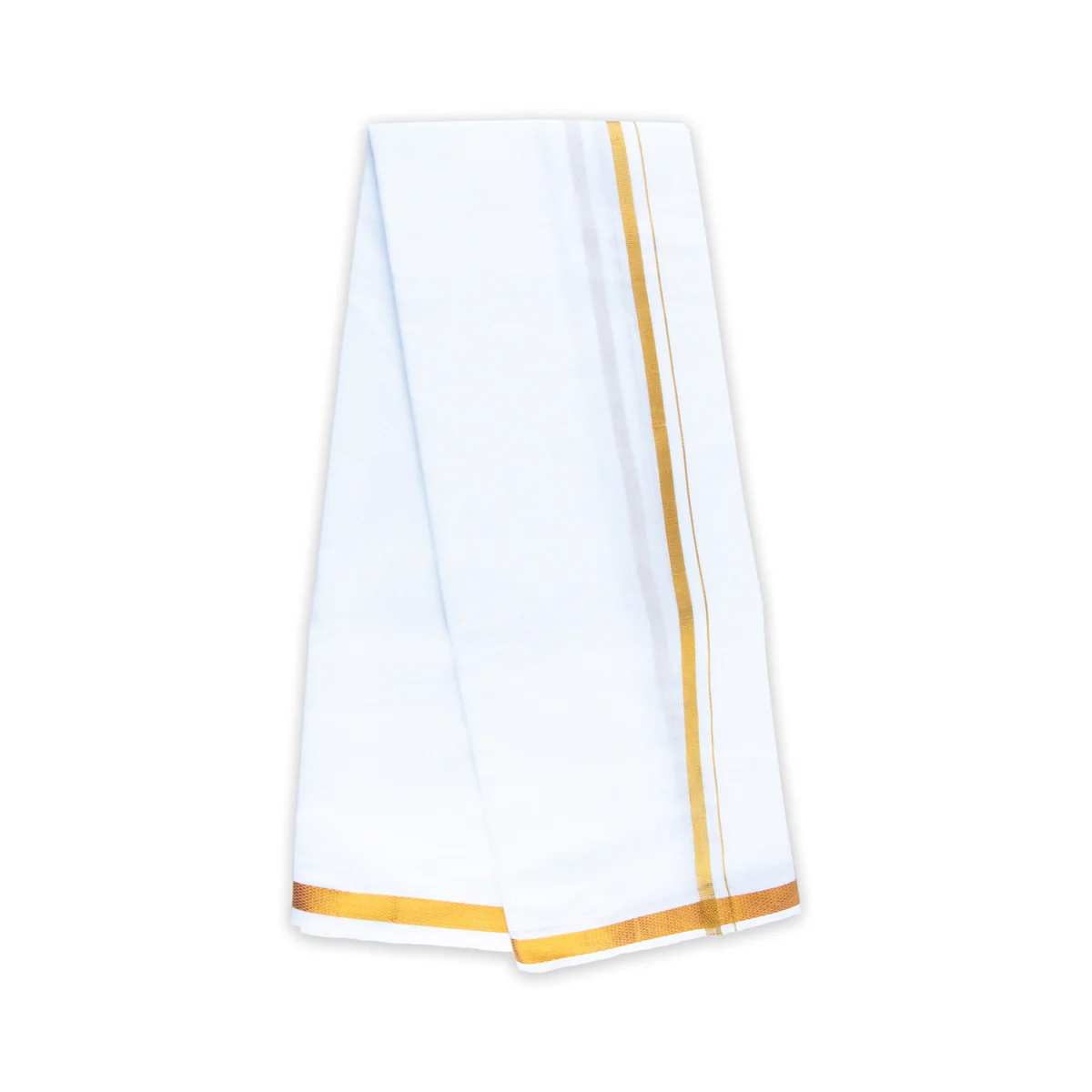 Veshti - 9 x 5 Yards | White Vesti/ Jari Pate Border Dhoti for Men - Image 3