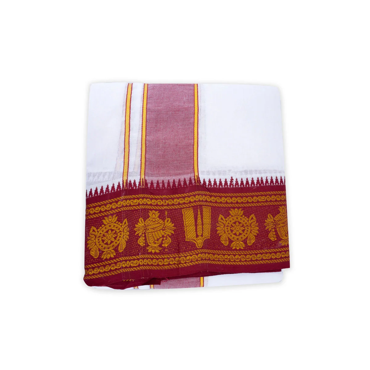Veshti - 9 x 5 Yards | White Vesti/ Korvai Jacquard Border Dhoti for Men - Image 3