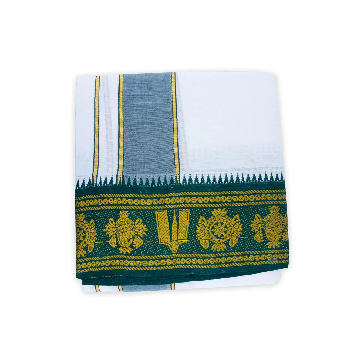 Veshti - 9 x 5 Yards | White Vesti/ Korvai Jacquard Border Dhoti for Men - Image 4